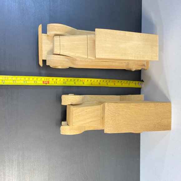 Set of 2 Handmade Model Wooden Truck, Vintage Car Ornament Model, Old Strong Veh - Picture 5 of 10